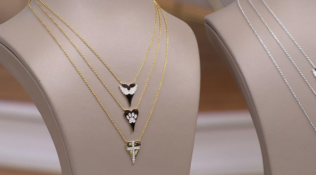 Diamonique x Jennifer Miller Heart Motif Necklace, Sterling Silver