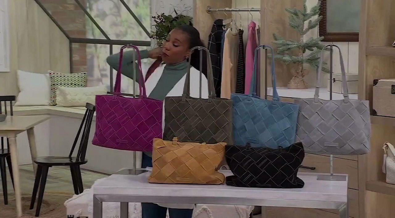 American Leather Co. Mercer Suede Woven Tote - QVC.com