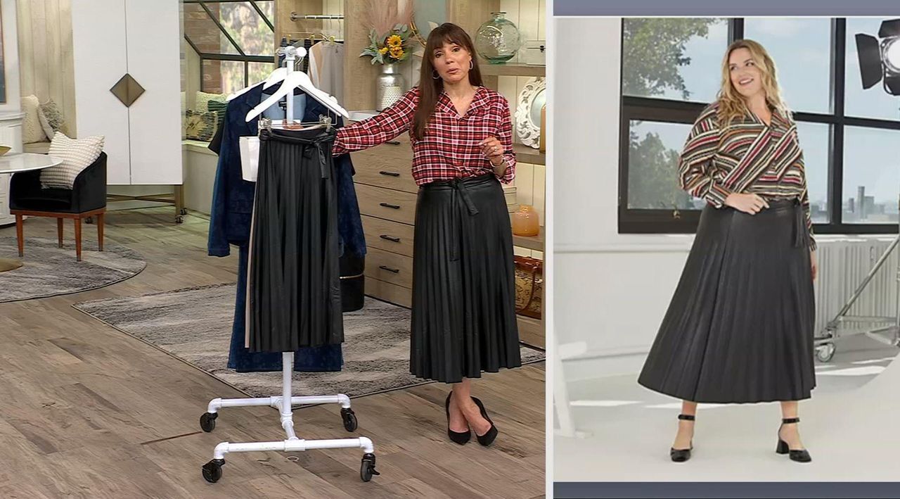 Qvc faux leather skirt best sale