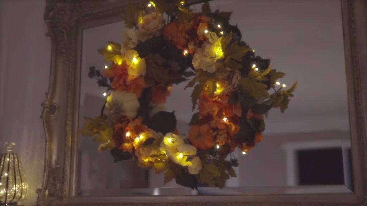 Details about   4' Autumn Pumpkin and Blueberry Garland Prelit with 30 LED by Bethlehem Light 