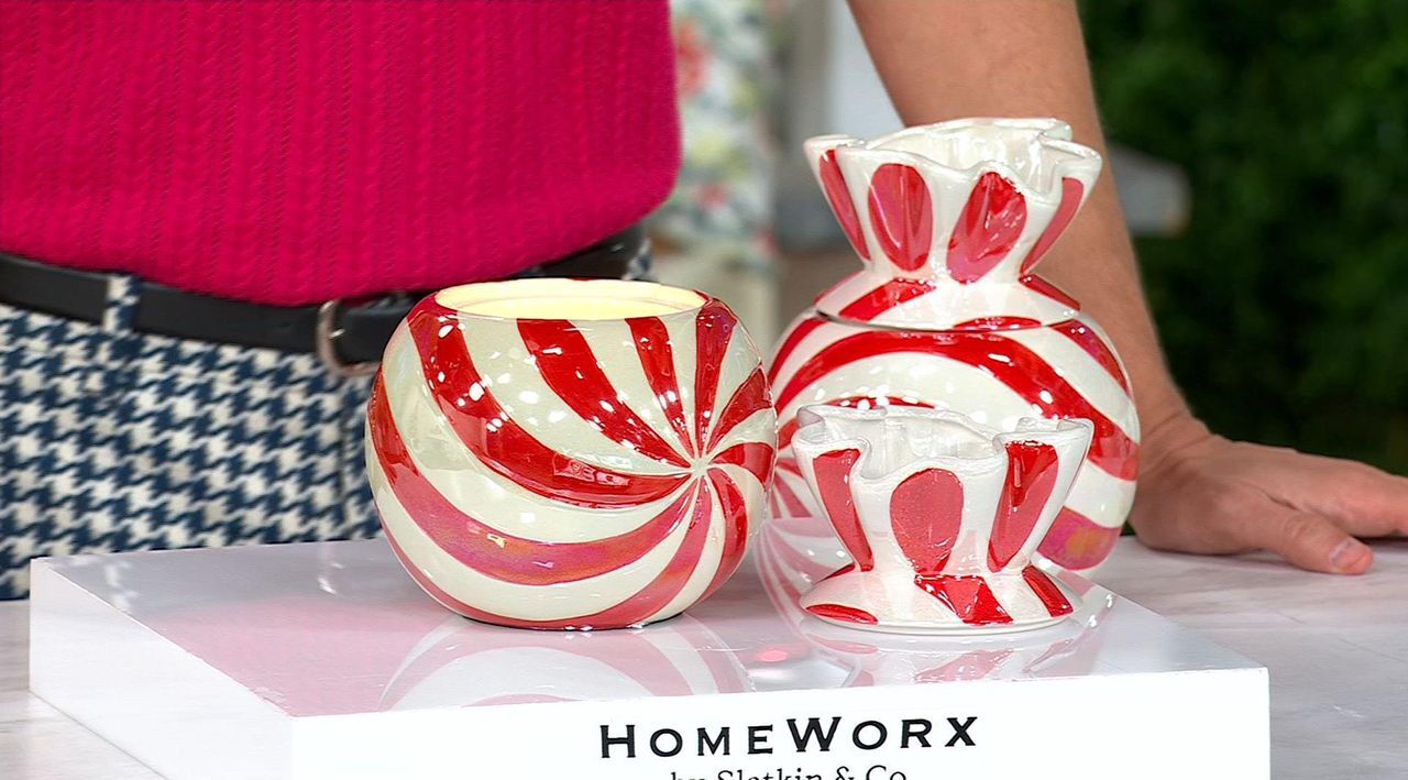 HomeWorx by Slatkin + Co. 14oz Peppermint Candy Filled Candle