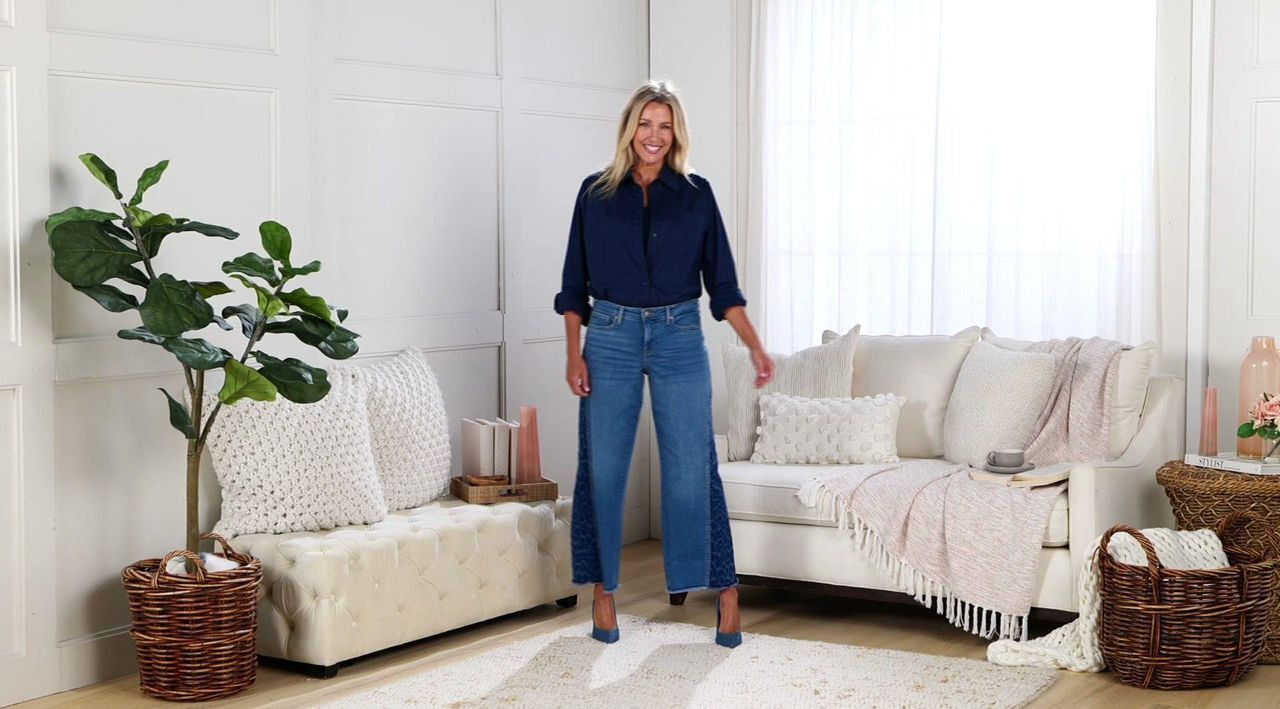 NYDJ Teresa Petite Wide Leg Jeans with Contrast Sideseam