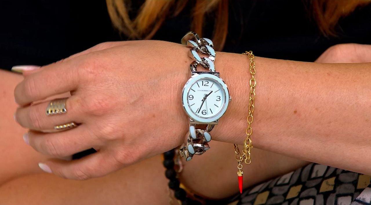 Isaac Mizrahi Live! Enamel Curb Chain Watch - QVC.com display picture 1