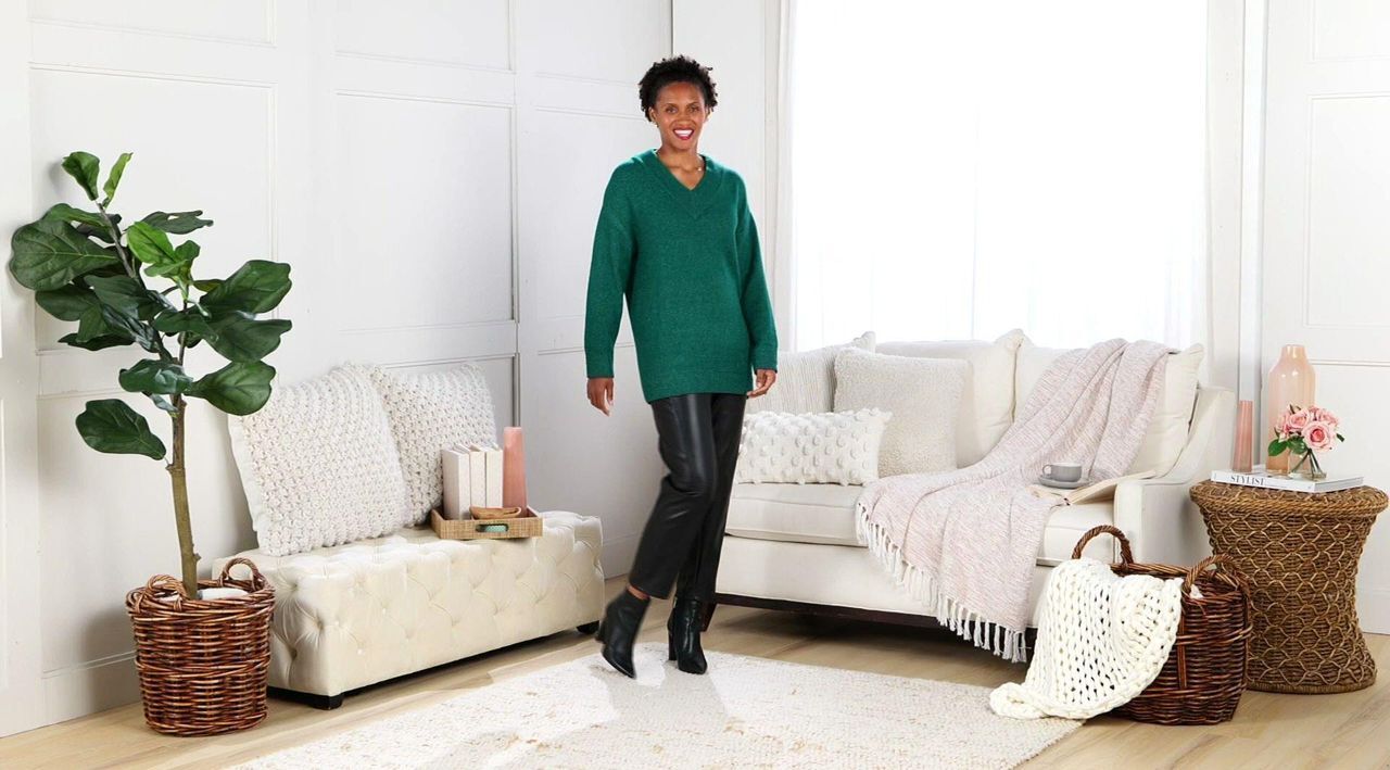 by Stacy London Relaxed V-Neck Sweater - QVC.com