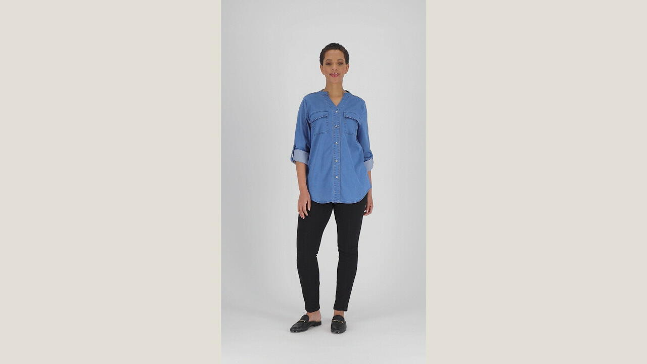 Belle by Kim Gravel Button Front Utility Blouse - QVC.com