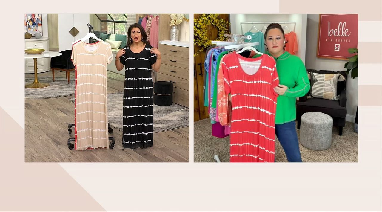 Belle Beach by Kim Gravel Tie Dye Stripe Maxi Dress QVC