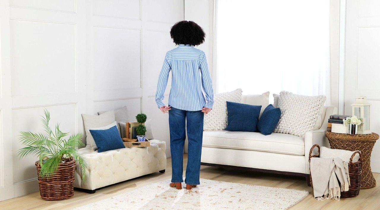 Studio Park x Amy Stran Ruffle Collar Smocked Cuff Henley