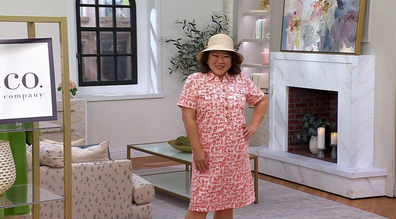 Denim & Co. Linen Blend Print or Solid Henley Dress with Pockets - QVC.com Denim & Co. Linen Blend Print or Solid Henley Dress with Pockets - QVC.com