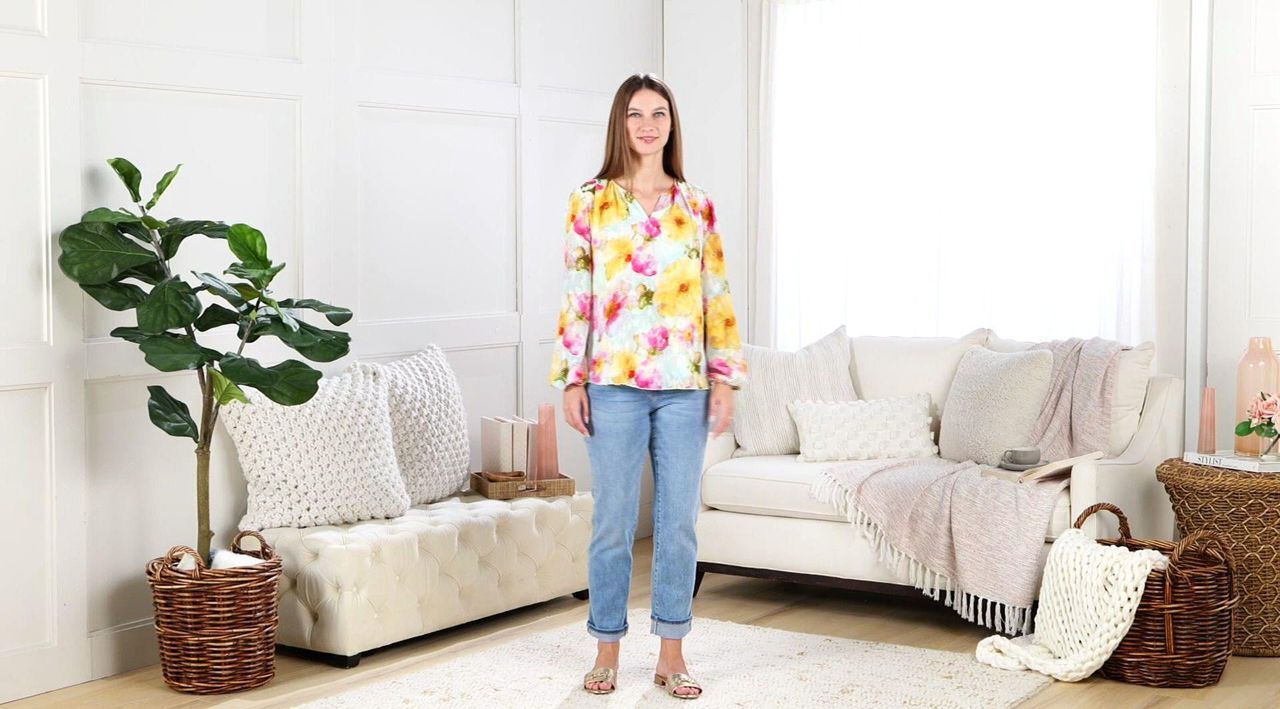 Studio Park x Terri Conn Clip Jacquard Chiffon Blouse - QVC.com