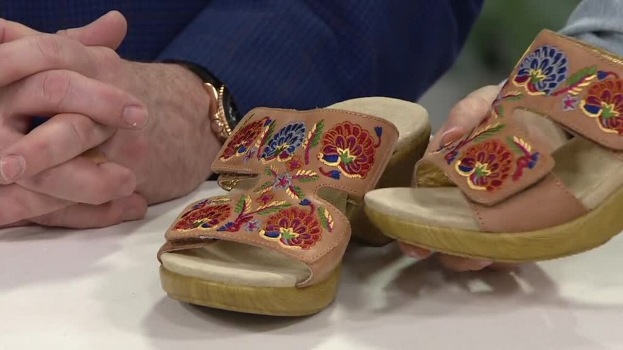 alegria embroidered sandals