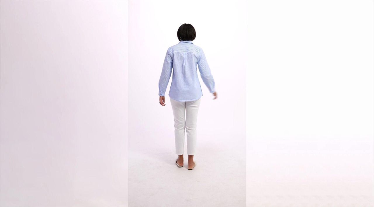 Joan Rivers Seersucker Button-Front Boyfriend Shirt w/ Side