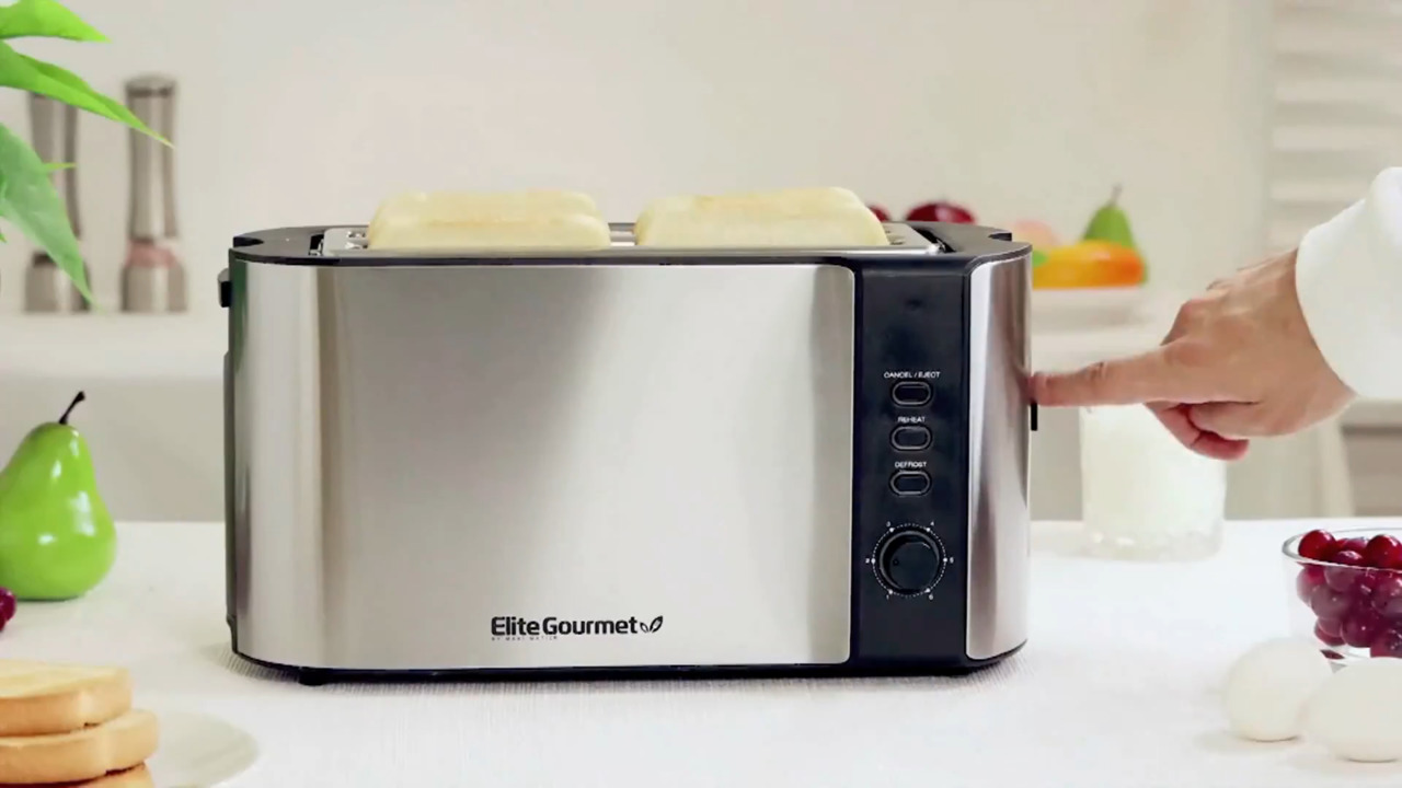 Elite Gourmet 4 Slice Long Slot Cool Touch Toaster, Black