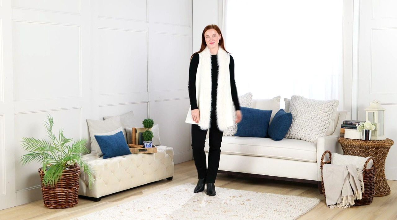 Studio Park X Jane Treacy Draped Sweater Vest with Faux Fur Trim