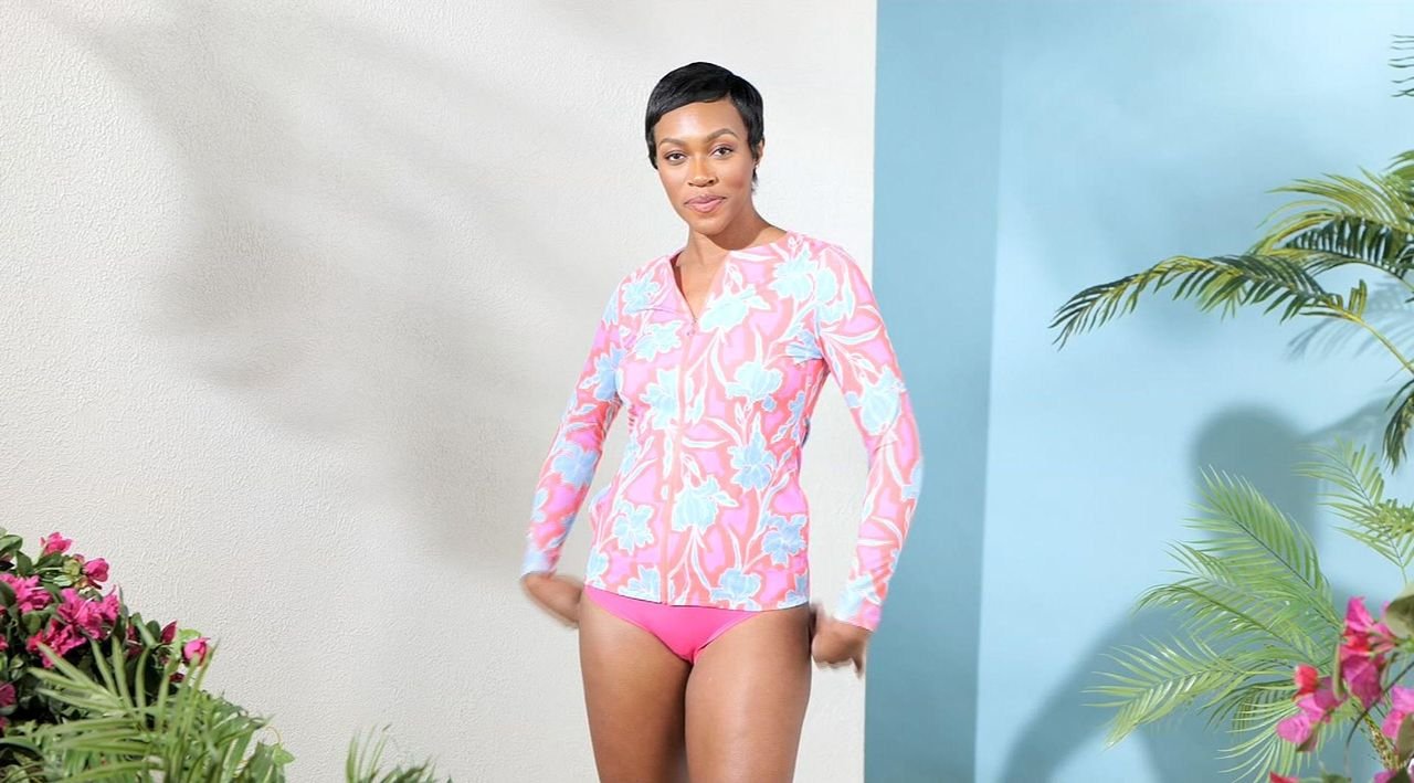 Denim & Co. Beach Zip-Front Swim Cardigan - QVC.com