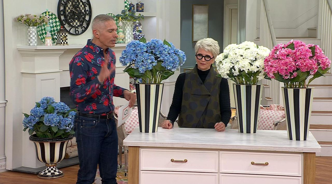 【新発売】 Basket Hanging Childs MacKenzie with QVC.com - Hydrangea Faux コレクション