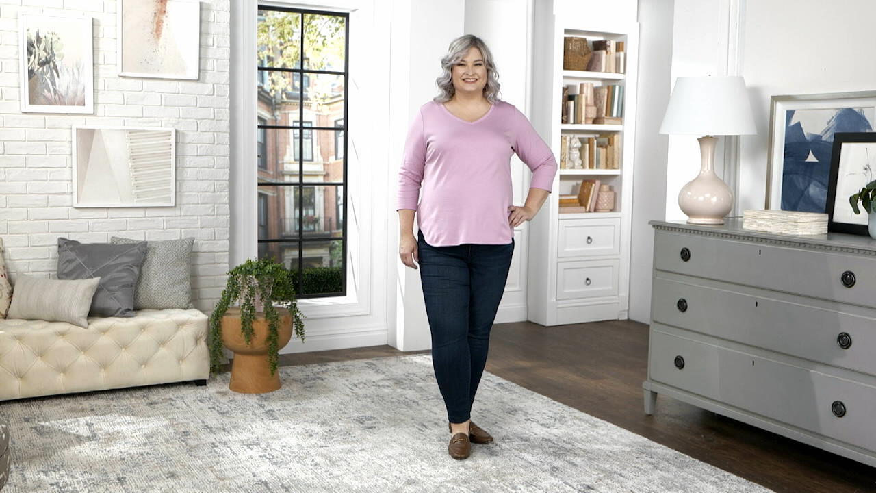 Isaac Mizrahi Live! Essentials Pima Cotton Curved Hem Top - QVC.com