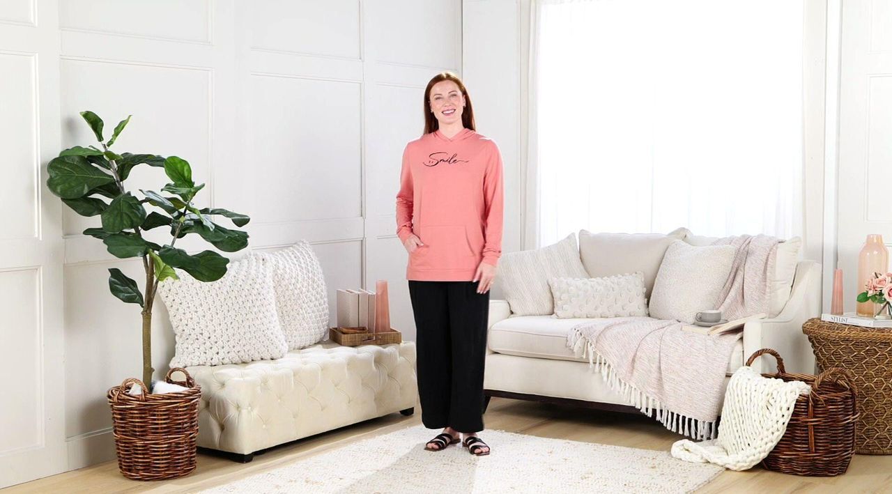 AnyBody Cozy Knit Jersey Message Hoodie - QVC.com