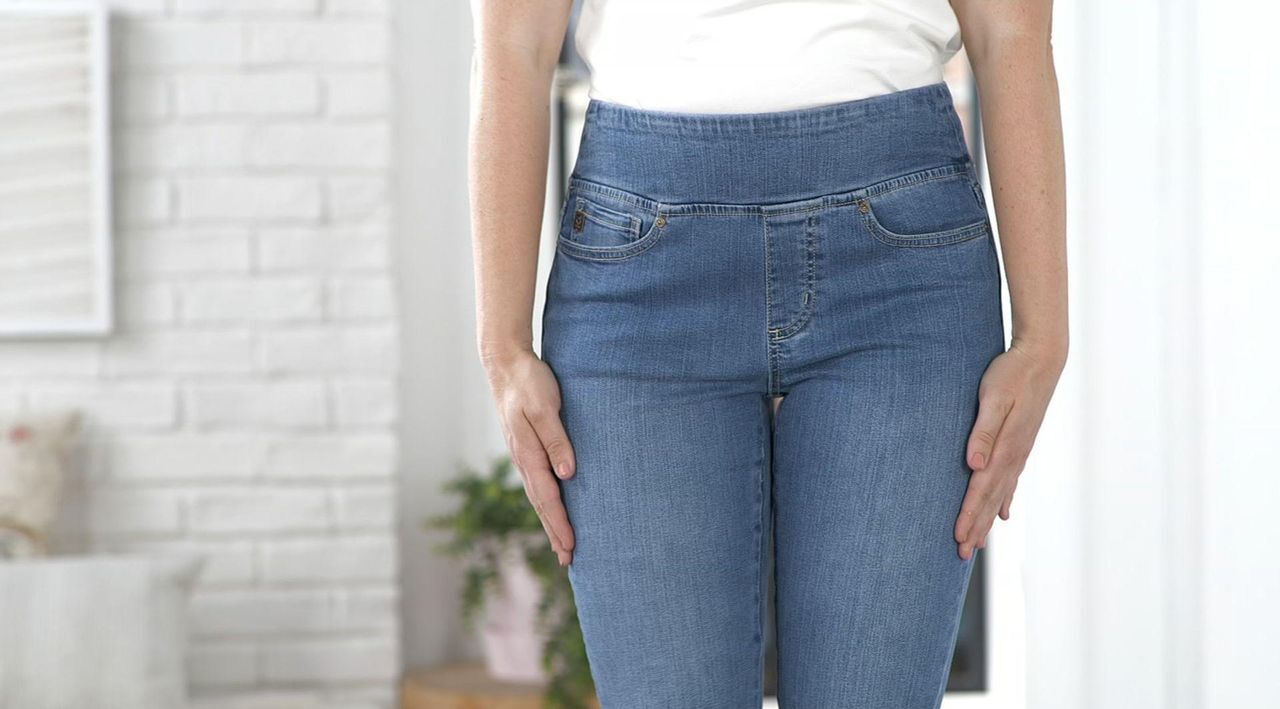 ★Belle★ Belle by Kim Gravel TripleLuxe Denim Ankle Flare Jean - QVC.com