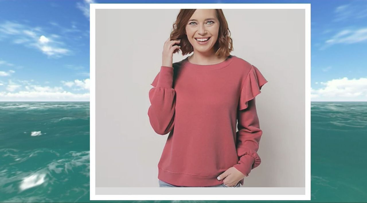 ruffle shoulder sweatshirt