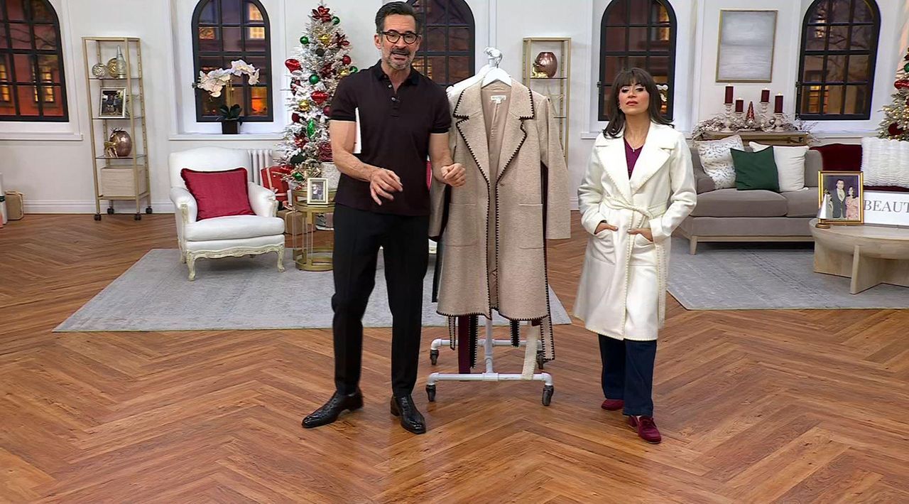 BEAUTIFUL by Lawrence Zarian Belted Fully Lined Double Knit Coat