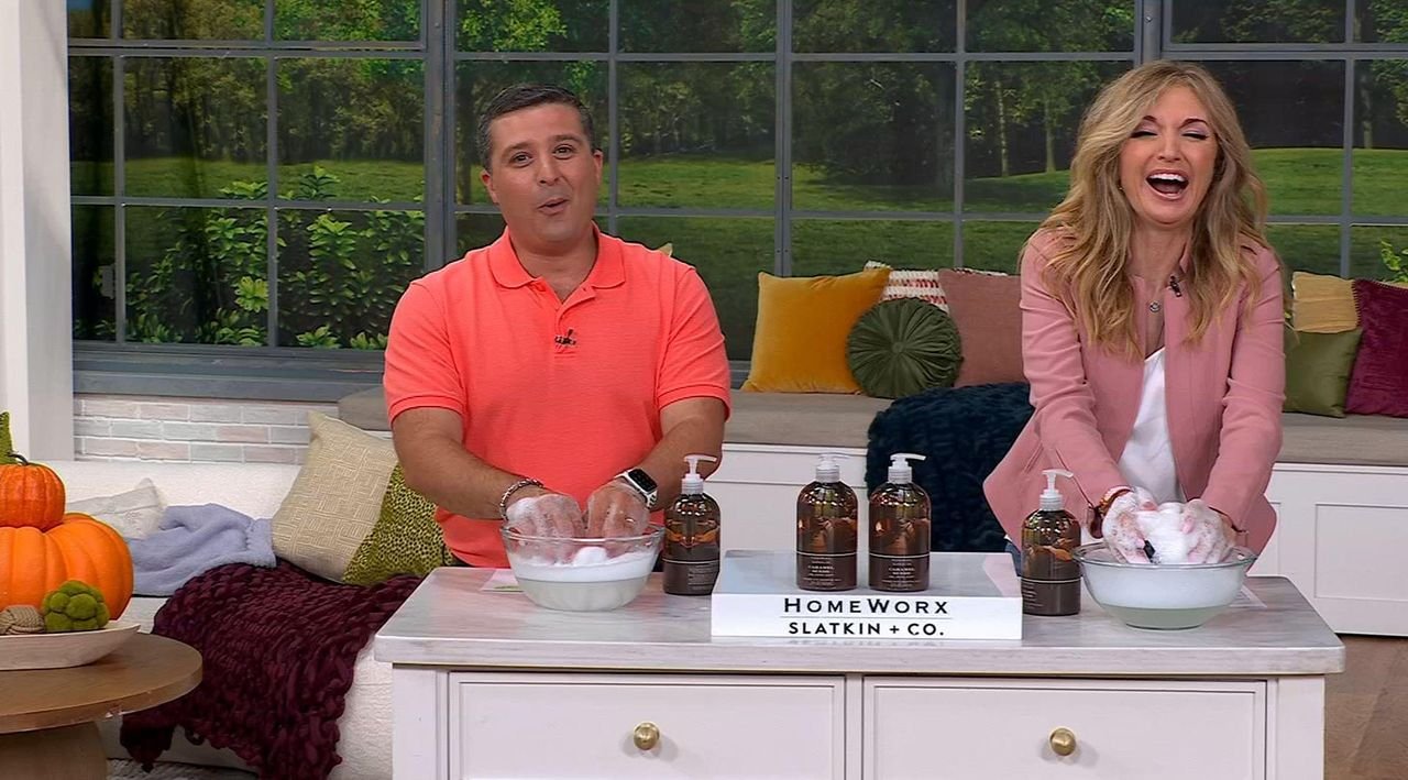 HomeWorx by Slatkin + Co. S/2 22oz Hand Soaps- Caramel Suede - QVC.com