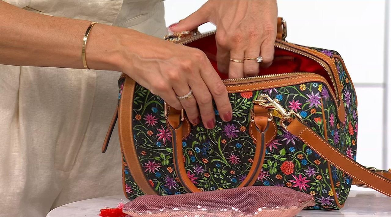 Dooney & Bourke Coated Cotton Wildflower Barrel Satchel - QVC.com