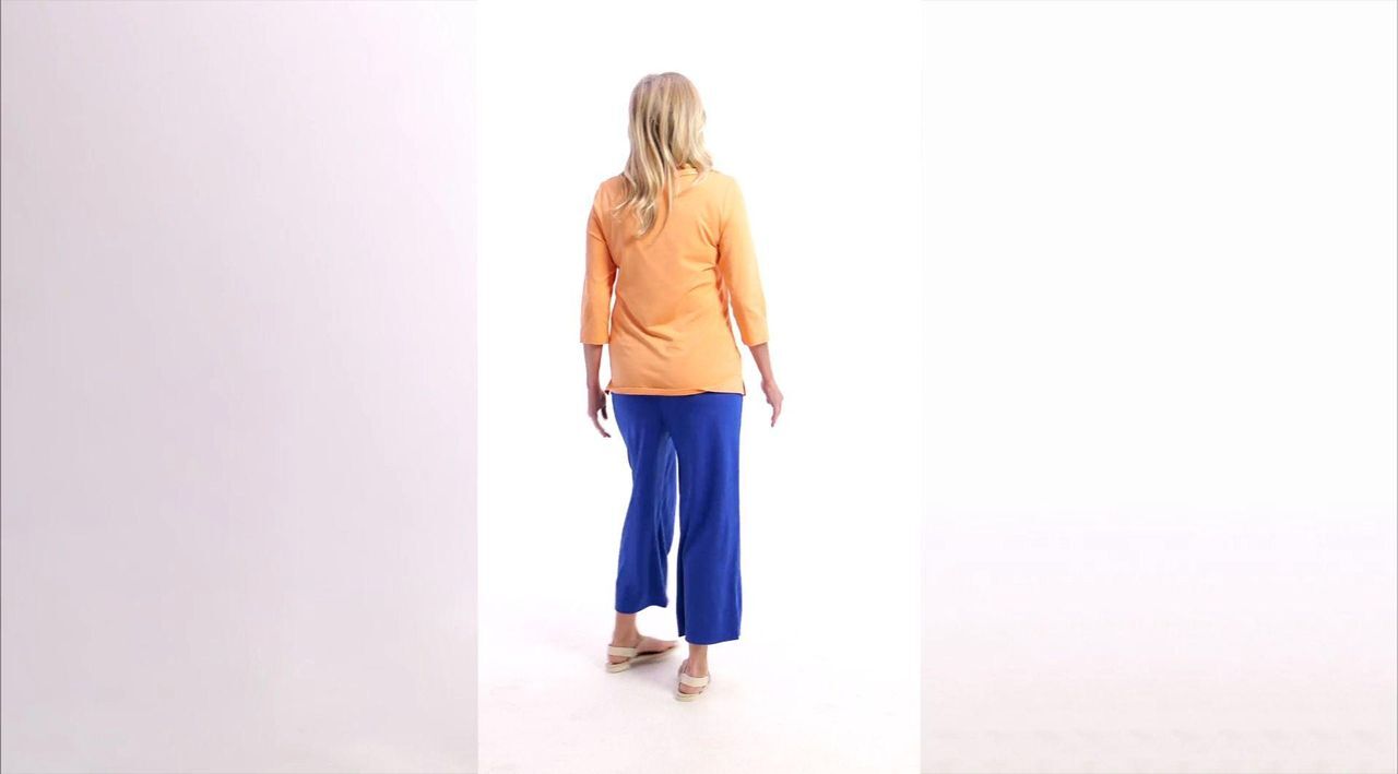 Denim & Co. Beach Jersey 3/4 Sleeve Boat Neck Top - QVC.com