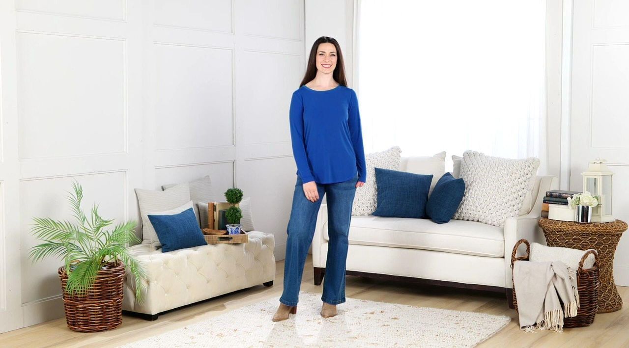 Susan Graver Modern Essentials Long-Sleeve Crew-Neck Top Susan Graver Modern Essentials Long-Sleeve Crew-Neck Top