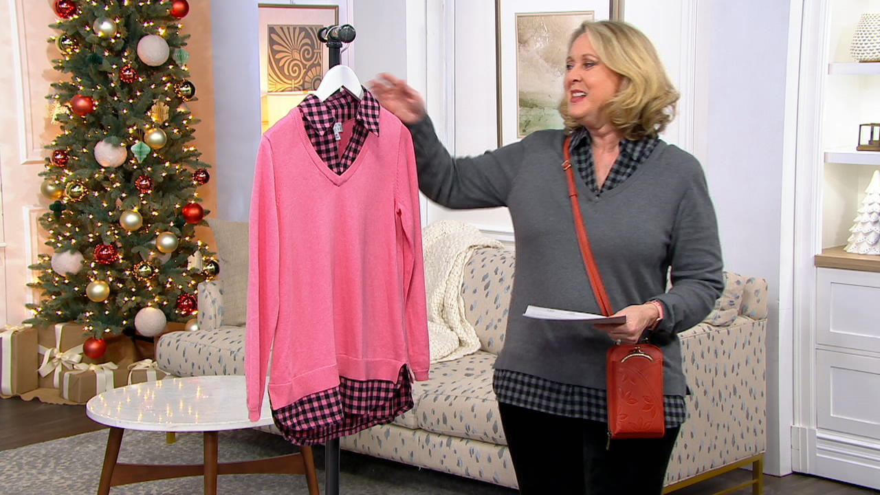 Joan Rivers V-Neck Sweater with Buffalo 