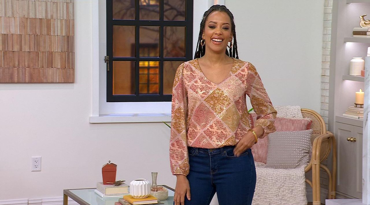 Studio Park x Rosina Grosso Foil Printed Chiffon Blouse - QVC.com