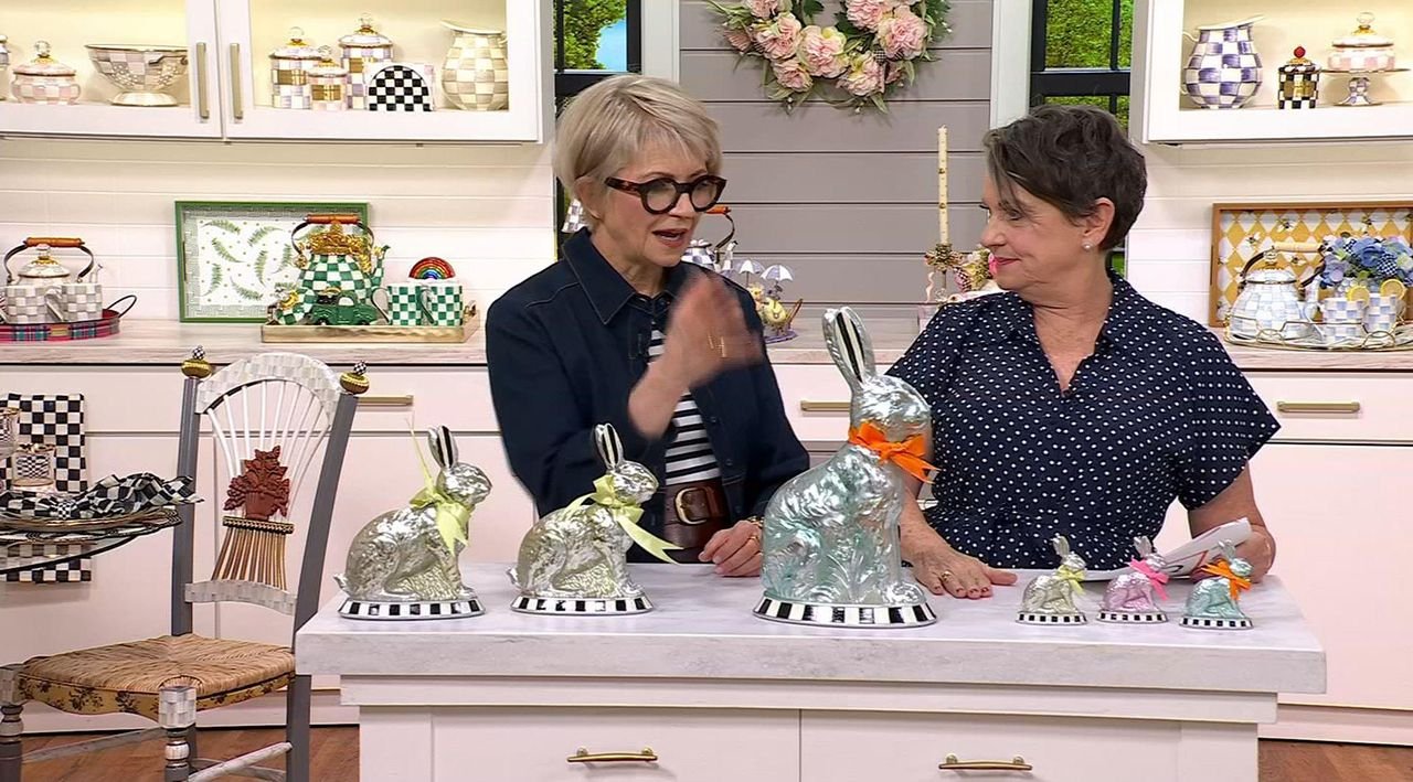 Mackenzie Childs Large Calico Foil Bunny - QVC.com