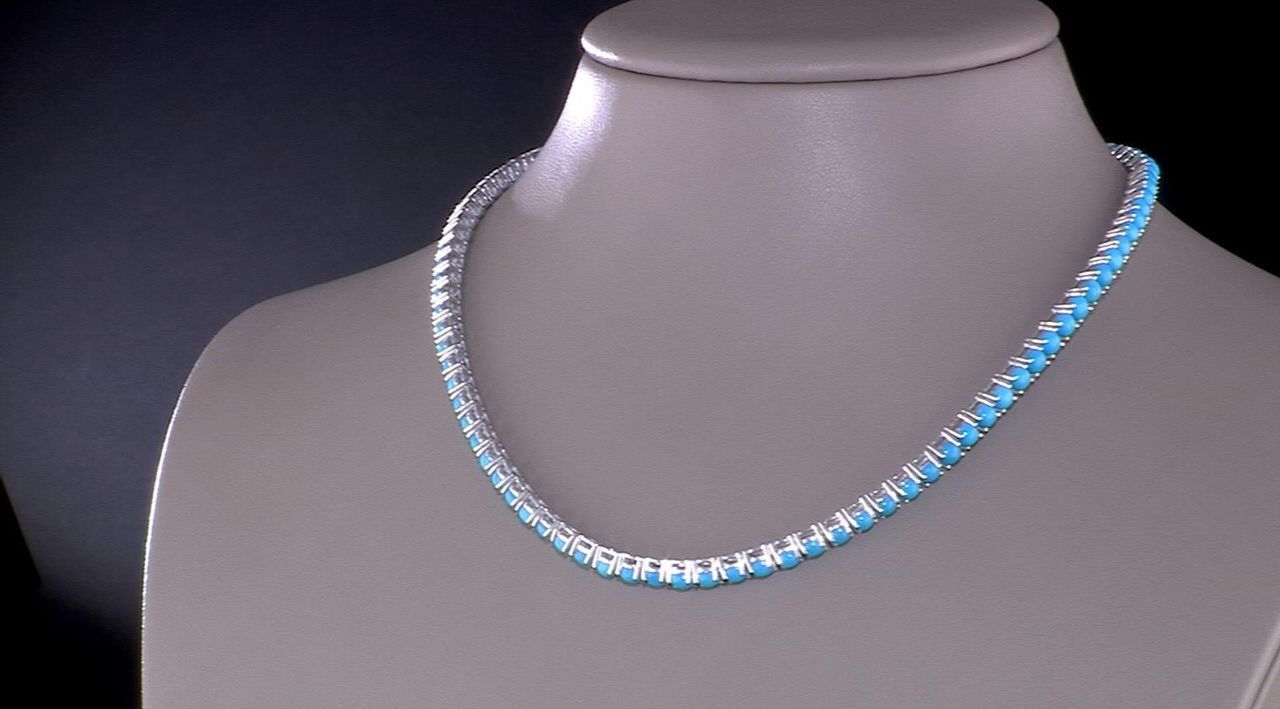 affinity Gems Sleeping Beauty Turquoise Tennis Necklace Sterl