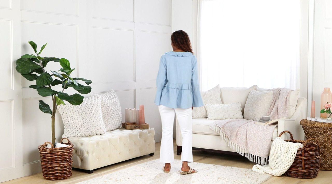 Peace Love World Boheme Ruffle 100% Cotton Long Sleeve Topper