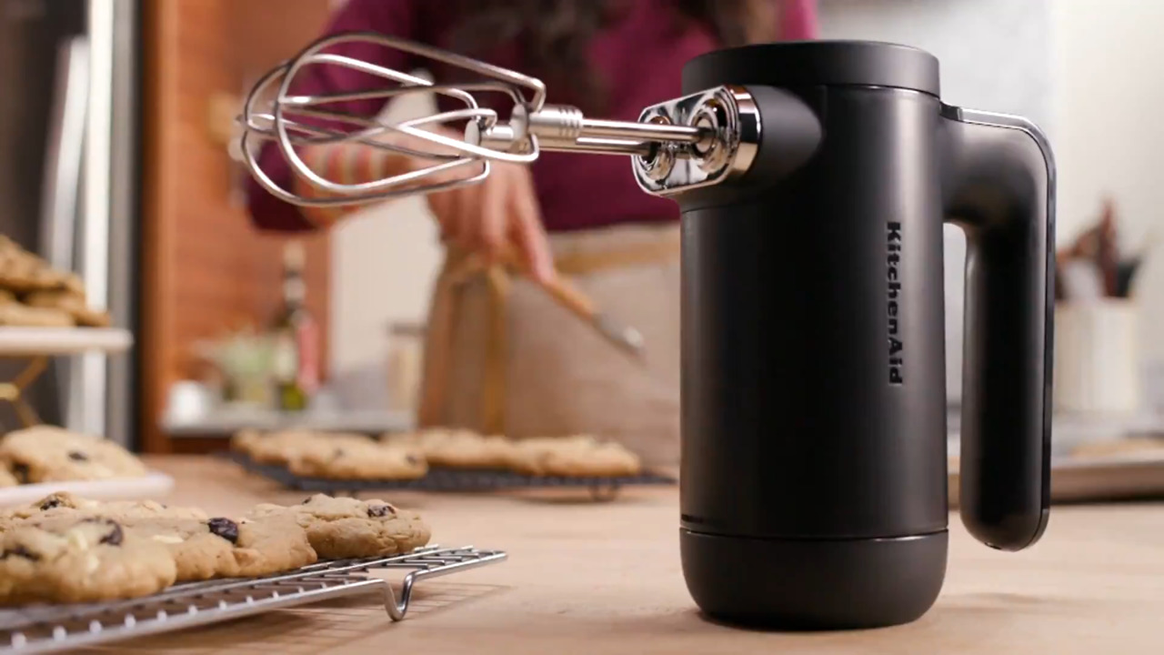 KitchenAid 7-speed Digital Hand Mixer with Dough Hooks on QVC