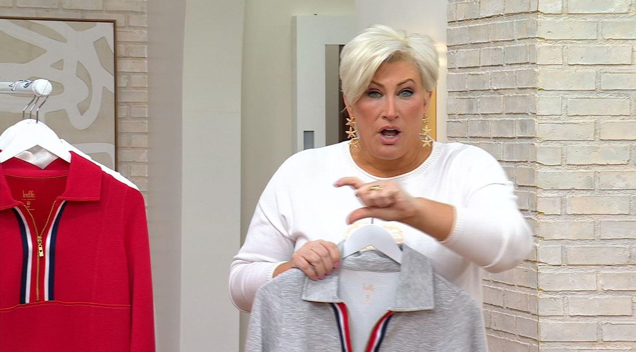 Belle by Kim Gravel ScubaLuxe Stitched to Be Square Half Zip - QVC.com