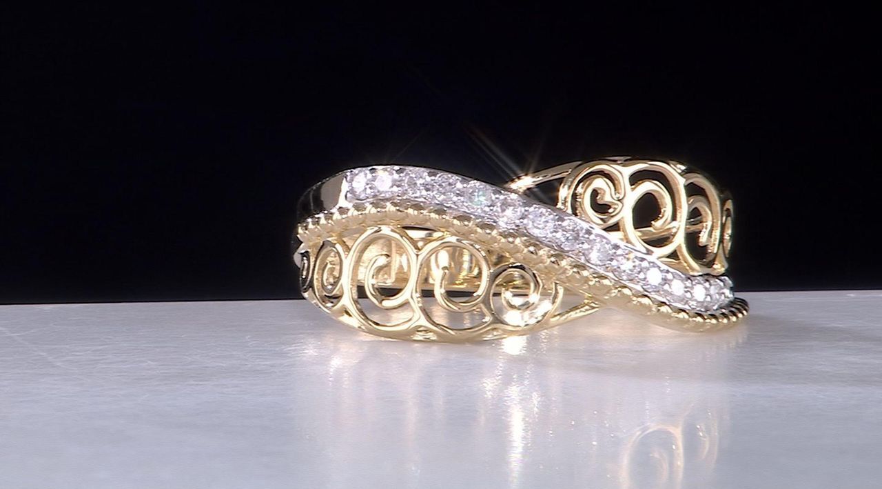 Adi Paz Floral Scroll Lace Diamond Ring, 0.14cttw, 14K Gold
