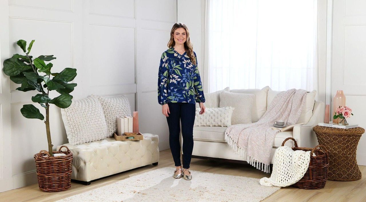 Belle by Kim Gravel Organic Floral Peasant Sleeve Knit