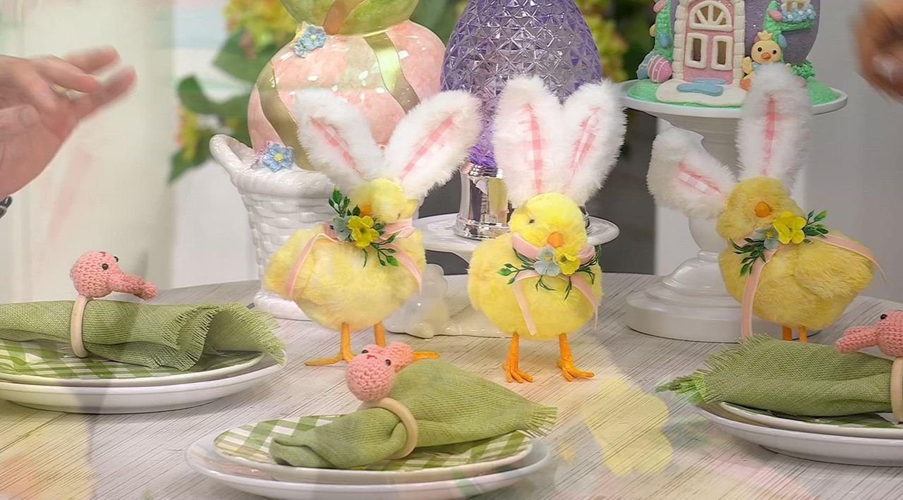 Set of 3 Fuzzy Chicks with Bunny Ears by Valerie - QVC.com