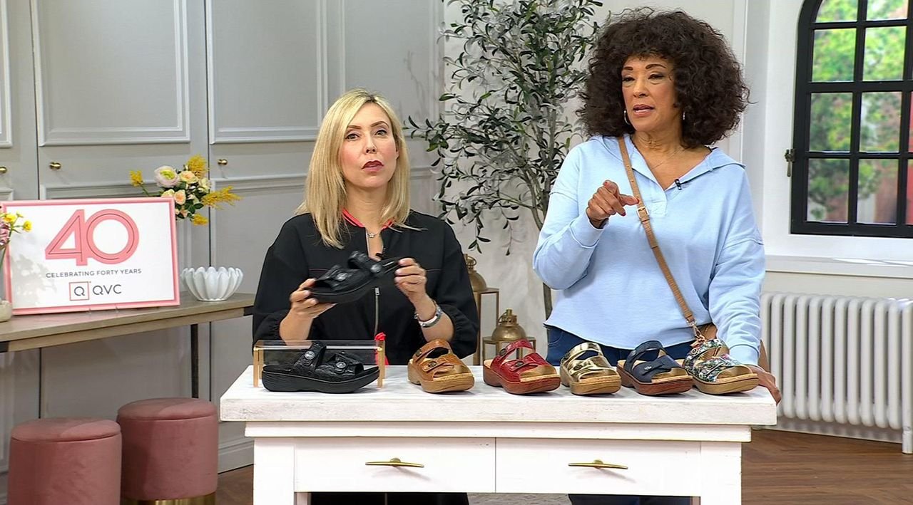Alegria Leather Adjustable Slide Sandals - Krystal - QVC.com