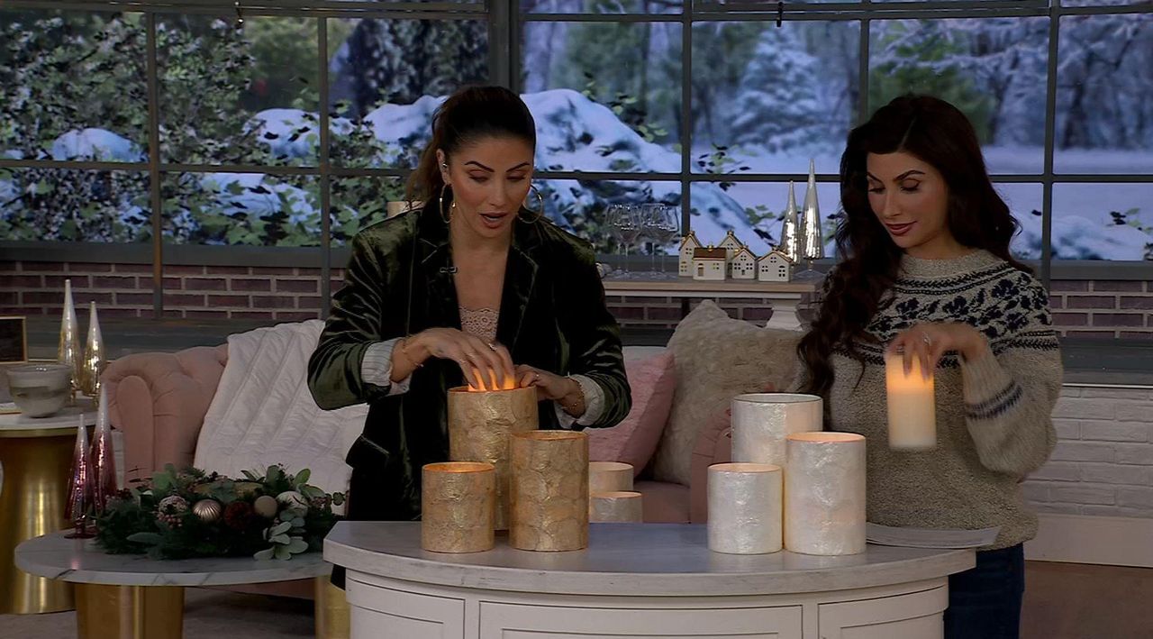 Set of 3 Capiz Hurricanes with LED Candles by Lauren McBride - QVC.com