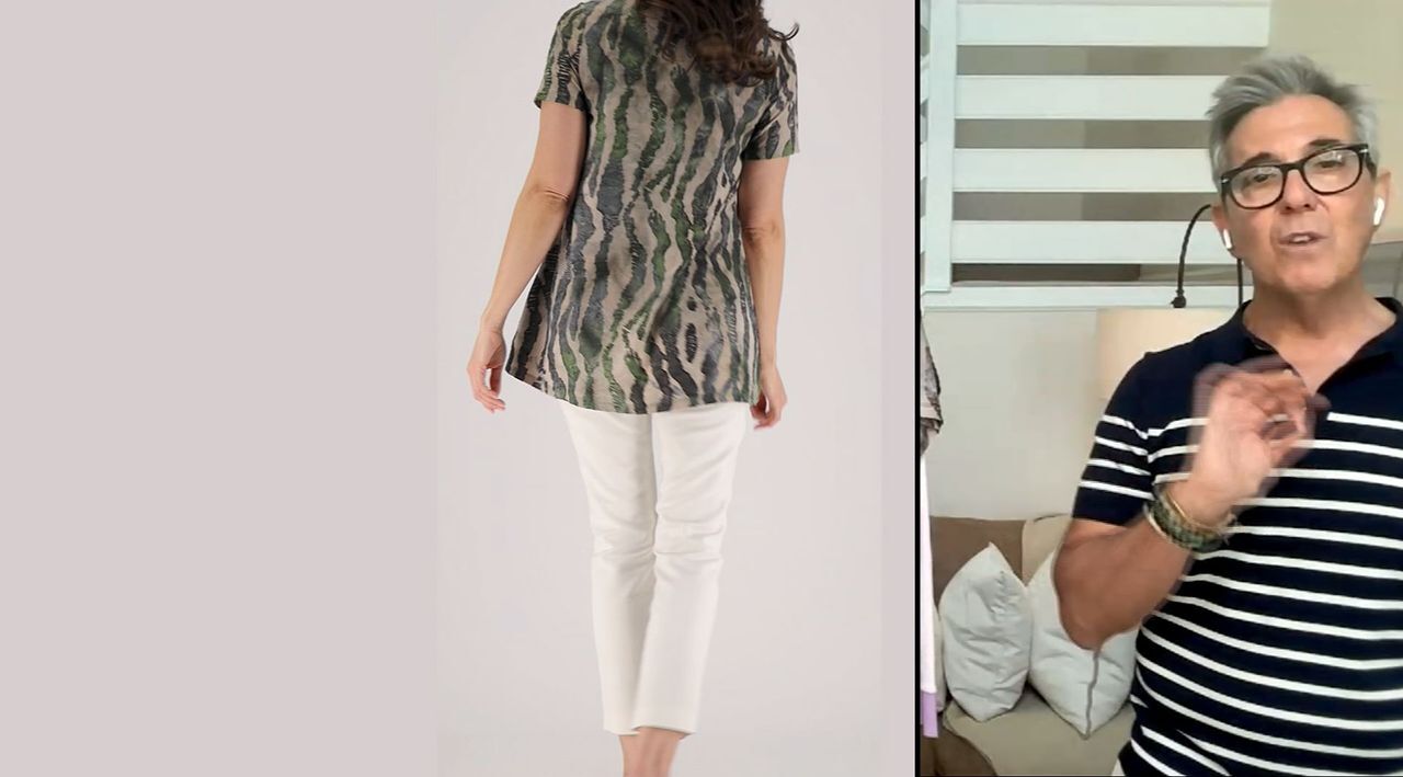 ス❣️logo knit tops ivory LOGO by Lori Goldstein Twin Set Peplum Knit Top with Tank