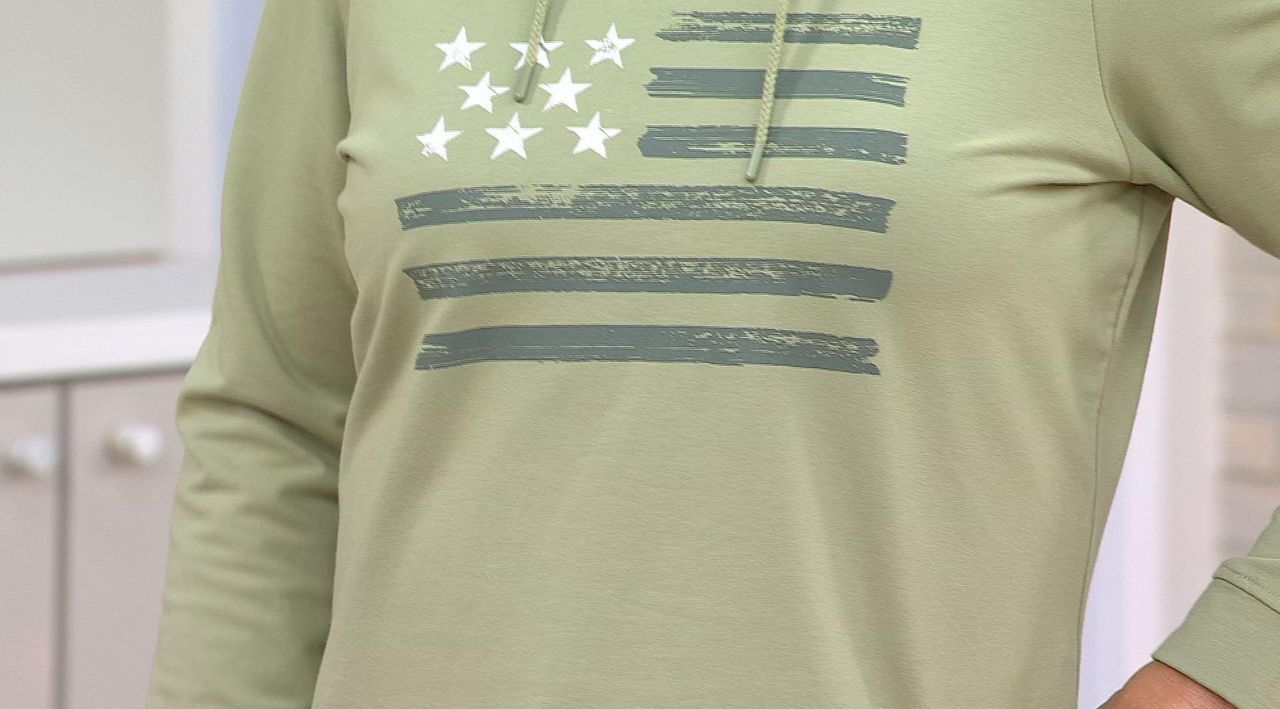 Denim & Co. Active Americana Flag French Terry Sweatshirt - QVC.com