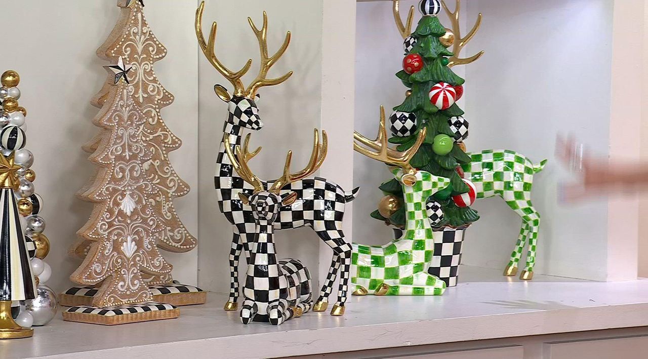 MacKenzie- Childs Set of 2 Check Deer - QVC.com