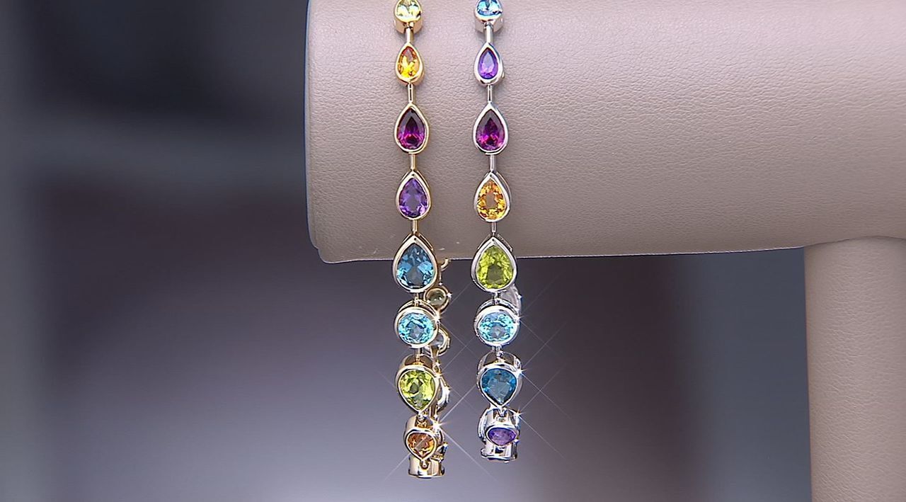 Effy Multi Gemstone Pear Round Confetti Bracelet 14K QVC