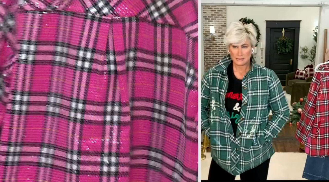Jingle Belles by Kim Gravel Sequin Plaid Lumberjill Shacket Jingle Belles by Kim Gravel Sequin Plaid Lumberjill Shacket