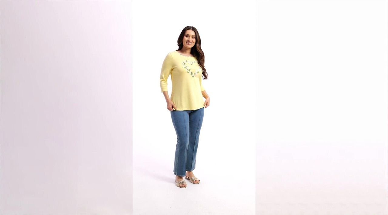 Quacker Factory Seize the Daisy 3/4 Sleeve Top - QVC.com