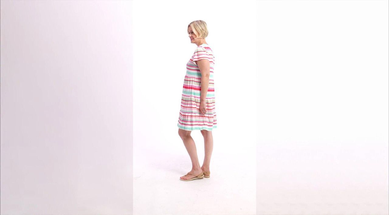 muk luks cloud knit dress MUK LUKS Cloud Knit Set of 2 Midi Lounge Dresses, Size X-Small, Coastal Stripe