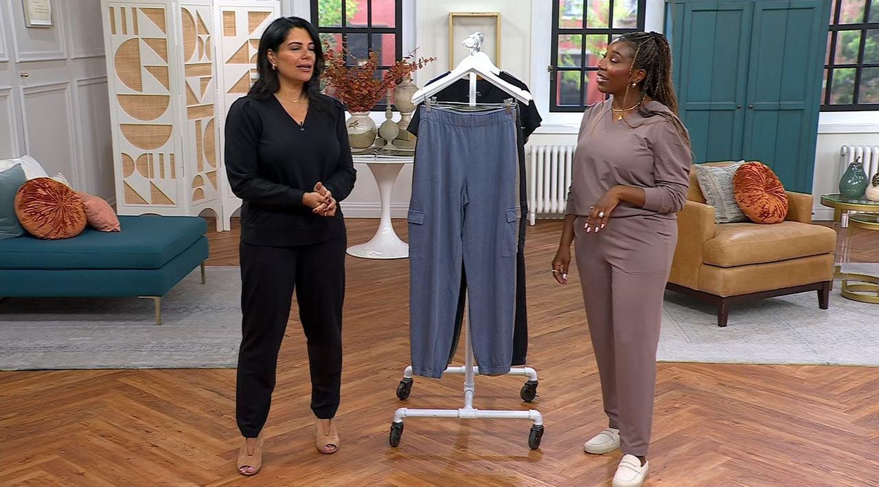 AnyBody Washed French Terry Cargo Jogger Pants - QVC.com
