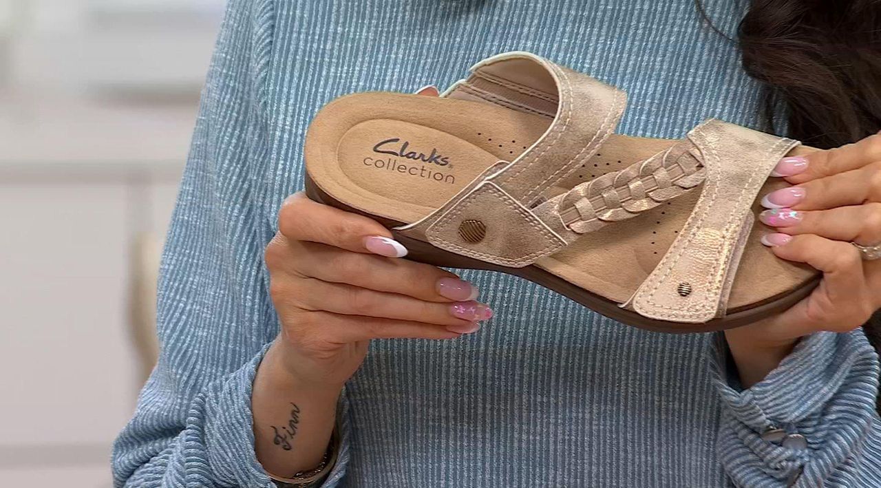 Sandales Slides Clarks En Cuir Marron - Taille 6M US Femme, Occasion