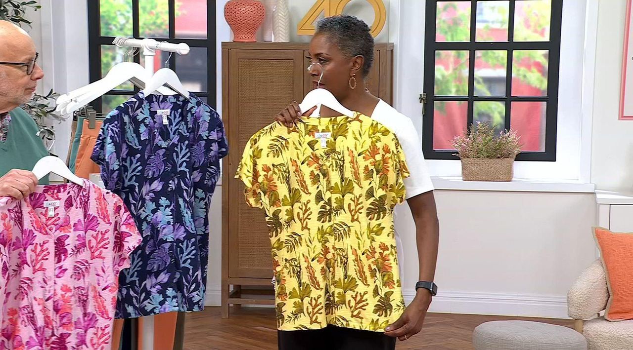 Denim & Co. Printed Cotton Slub Dolman Sleeve Top - QVC.com